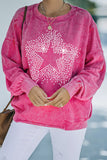 Rhinestone Star Graphic Mineral Wash Sweatshirt