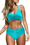 Halter Neck Criss Cross High Waist Bikini Set