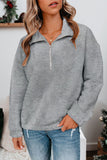 Wine Red Zipped Collar Sweatshirt