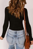 Black Strappy Hollow-out Long Sleeve Knit Top