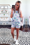 Star Print Ruffled Short Sleeve Tee and Drawstring Shorts Lounge Se