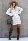 Gingham Balloon Sleeve Sweater Dress