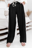 High Waist Drawstring Wide Legs Casual Pants