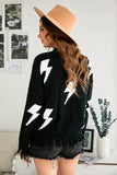 Distressed Knit Bolt Sweater
