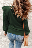 Frilled Shoulder Detail Cable Knit Sweater