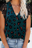 Print Lace Shoulder Tank Top