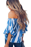 Off The Shoulder Vertical Stripes Blouse in Black