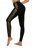Leopard Splicing Mid Waist Stretchy Skinny Pants