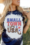 Blue SMALL TOWN USA Graphic Print Color Block T Shirt