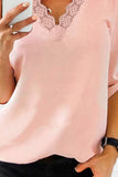 Lace V Neck 3/4 Sleeves Blouse