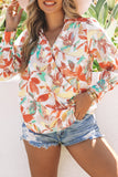 Floral Print Wrap Long Sleeve Blouse