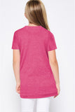 Buttoned Arched Hem Girls T-shirt