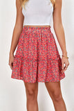 Floral Print Elastic Waist Skirt