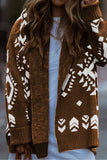 Aztec print Open Front Knitted Sweater