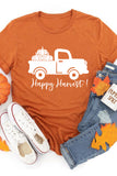 Happy Harvest Pumpkin Truck Print Graphic T Shirt
