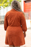 Plus Size High Waist Corduroy Dress