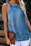 Halter Neck Denim Tank Top