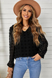 Black Swiss Dot Bubble Sleeve Blouse