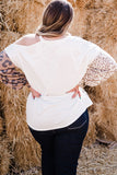 Plus Size Leopard Color Block Asymmetrical Cold Shoulder Top