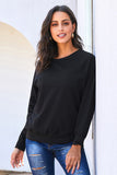 Solid Crew Neck Pullover Sweatshirt