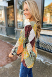 Square Neck Mixed Print Blouse
