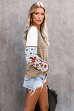 Contrast Printed Sleeve Knit Sweatshirts