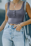 Ribbed Knit Henley Crop Tank