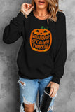 Black Halloween Pumpkin Graphic Print Long Sleeve Sweatshirt