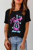 Music City Guitar Graphic Print Short Sleeve T Shirt