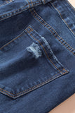 High Waist Cropped Distressed Ripped Jeans with Pockets