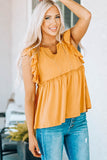 Yellow Flounce Cap Sleeve Babydoll Top
