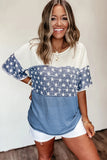 Sky Blue Colorblock Star Print T-shirt