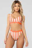 Athletic Striped Tank High Waist Bikini