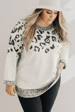 Leopard Knitted O-neck Plus Size Sweater