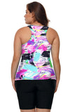 Ombre Print Racerback Tankini Swimsuit