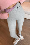 Embroidered Plush Lining High Waist Leggings