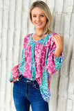 color Floral Leopard Mix Patchwork Loose Pullover