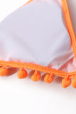 Pom Pom Mesh Insert High Waist Bikini