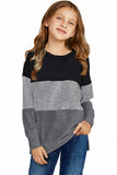 Leopard Print Colorblock Kids Long Sleeve Top