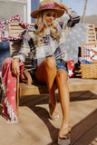 Distressed Raw Edge Plaid Print Shirt
