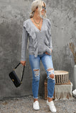 Ruffled Buttoned Open Front Knitted Sweater