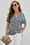 V Neck Front Pocket Camo Tee