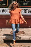 Dusty Pink Polka Dot Babydoll Style Flutter Sleeve Top