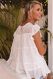 Dusty Pink Polka Dot Babydoll Style Flutter Sleeve Top