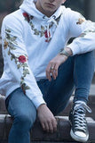 Floral Embroidered Men's Hoodie