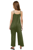 Spaghetti Strap Wide Leg Girl's Jumpsuit with Pocket