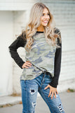 Camo Long Sleeve Top with Elbow Patches
