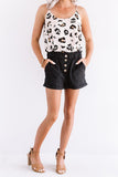 Khaki Cuffed High Waist Shorts