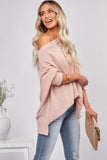Pink Waffle Knit Eyelet Long Sleeve Blouse