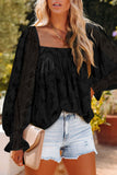 Floral Textured Square Neck Ruffled Babydoll Top